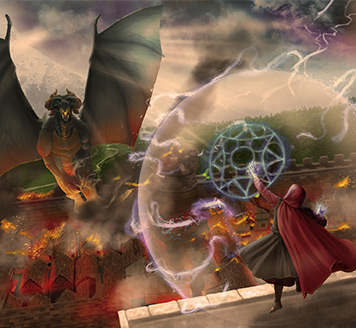 Mage Vs Dragon - Splash Art / Ilustração Digital